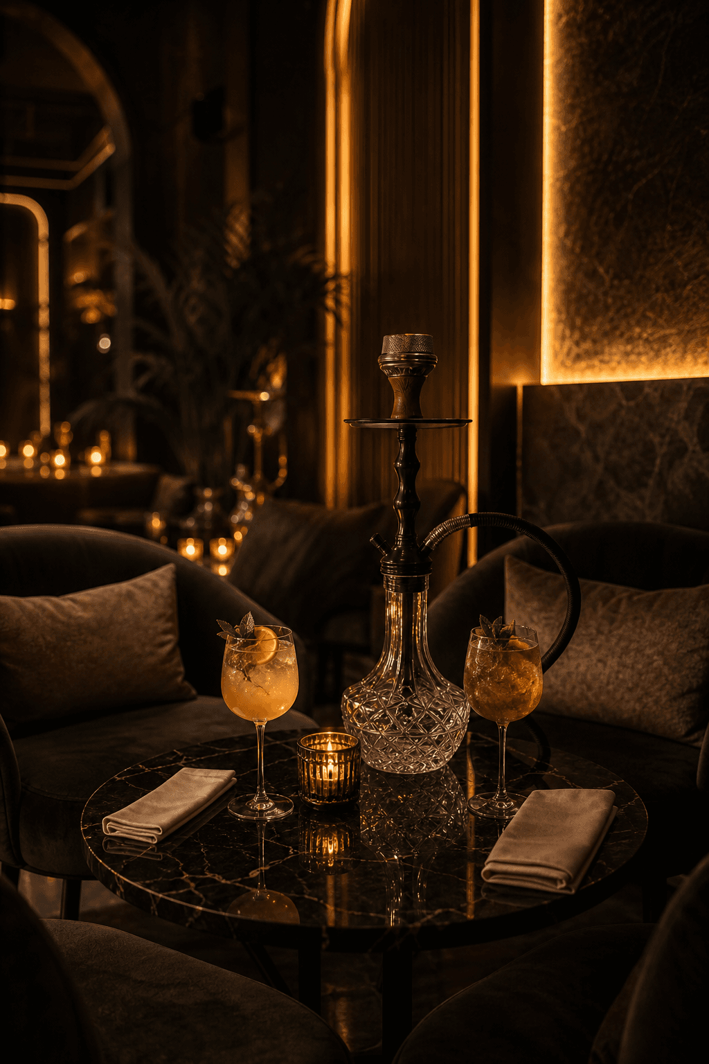 Date night table mood at Flames